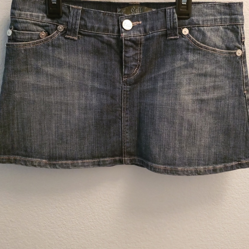 Cello Studded Crowned Blinged Jean Skirt